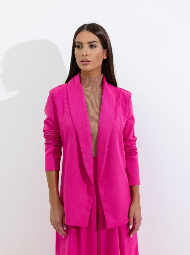 Blazer Feminino de Linho Reto Alongado - Camila Areia
