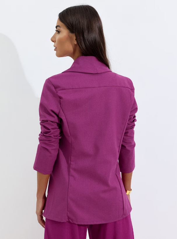 Blazer Feminino de Linho Reto Alongado - Camila Areia