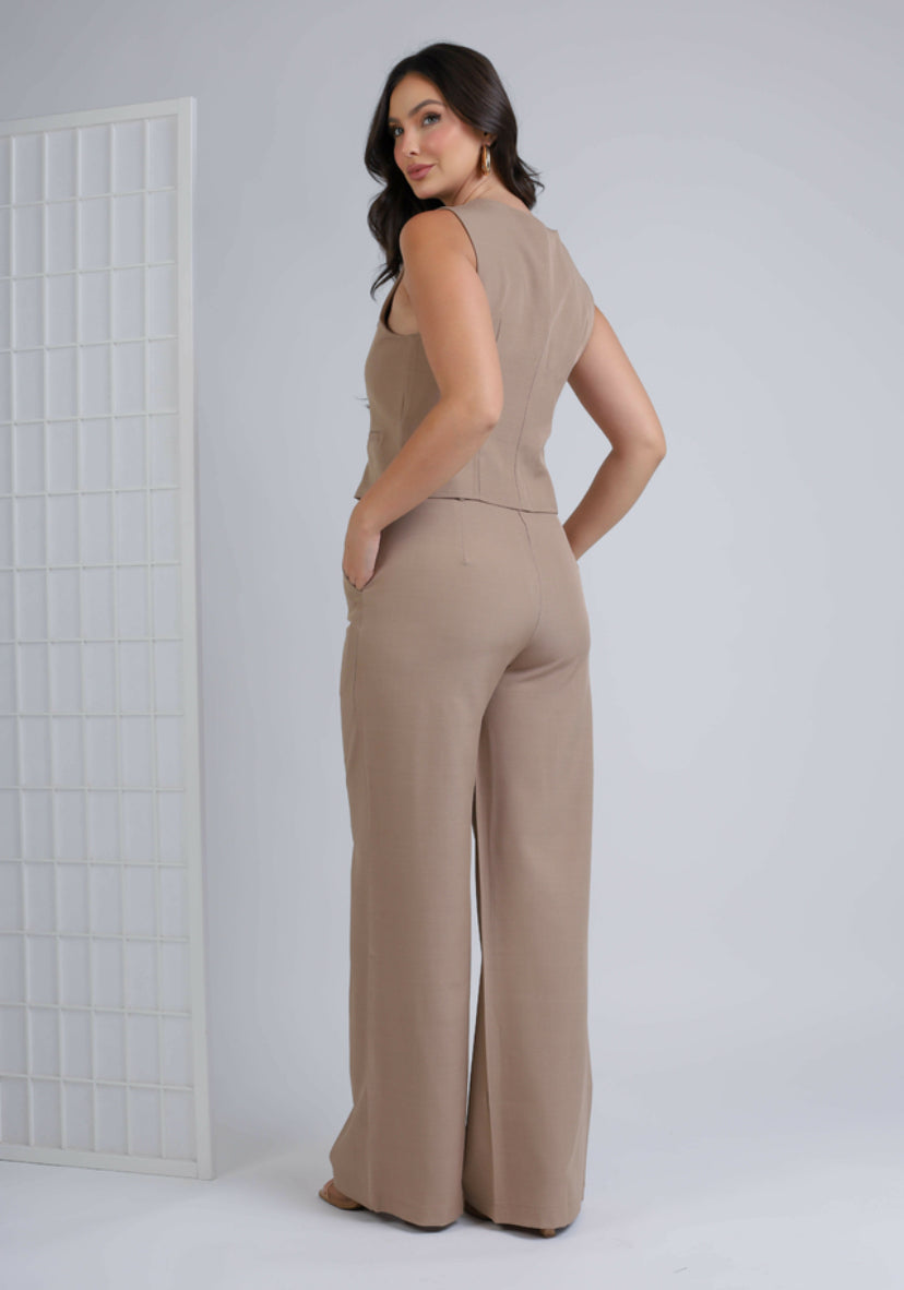 Conjunto Feminino Colete e Calça de Alfaiataria Chic
