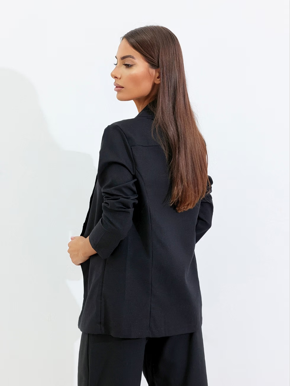 Blazer Feminino de Linho Reto Alongado - Camila Areia
