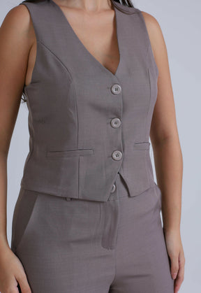 Conjunto Feminino Colete e Calça de Alfaiataria Chic