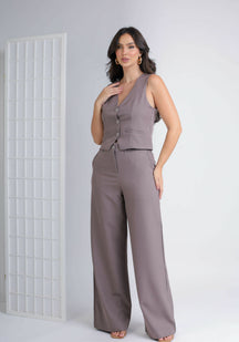 Conjunto Feminino Colete e Calça de Alfaiataria Chic