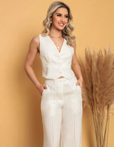 Conjunto Feminino Colete e Calça de Alfaiataria Chic