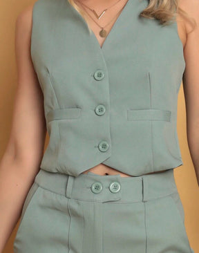 Conjunto Feminino Colete e Calça de Alfaiataria Chic