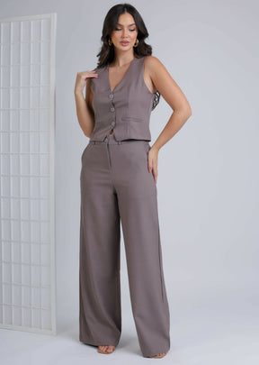 Conjunto Feminino Colete e Calça de Alfaiataria Chic